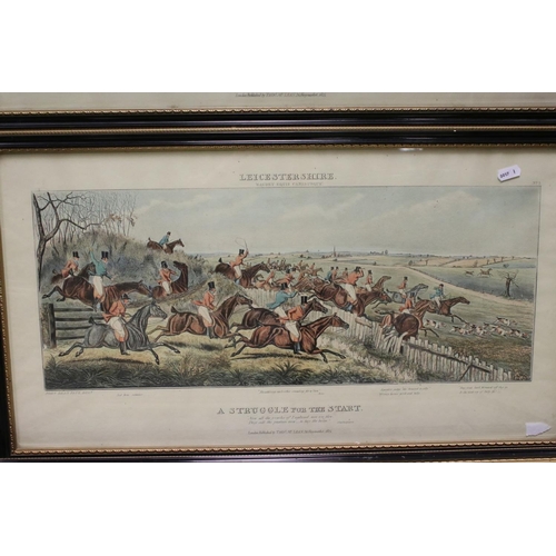 38 - After John Dean Paul, a set of three Leicestershire hunting prints; ' A Struggle To The Start ' ' Th... 