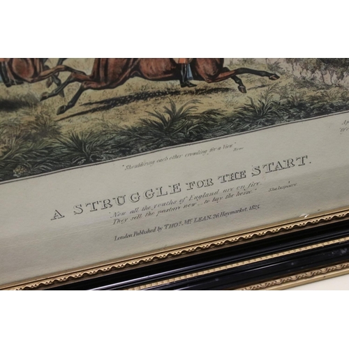 38 - After John Dean Paul, a set of three Leicestershire hunting prints; ' A Struggle To The Start ' ' Th... 