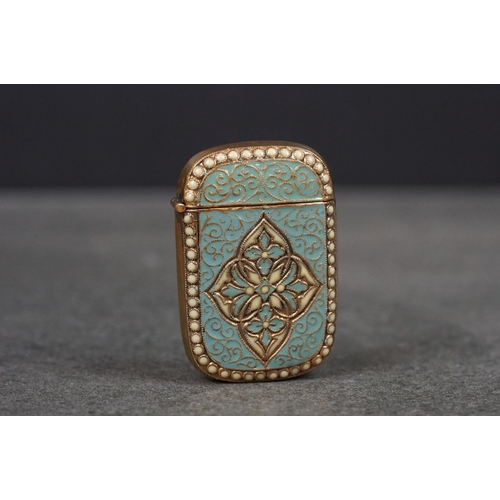 181 - Brass and cloisonne enamel vesta case
