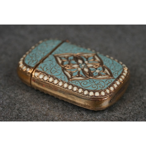 181 - Brass and cloisonne enamel vesta case