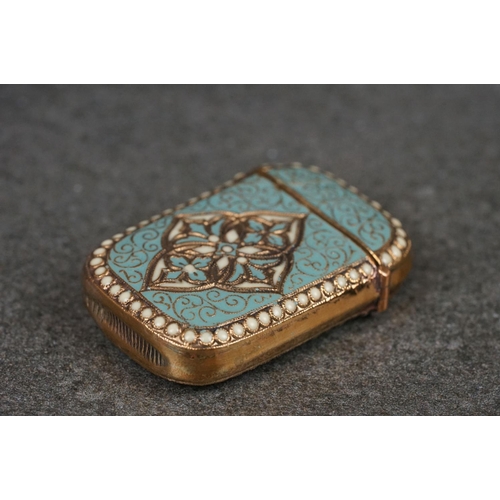 181 - Brass and cloisonne enamel vesta case