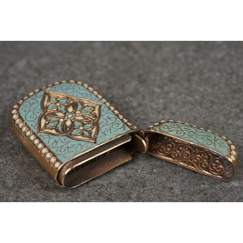 181 - Brass and cloisonne enamel vesta case