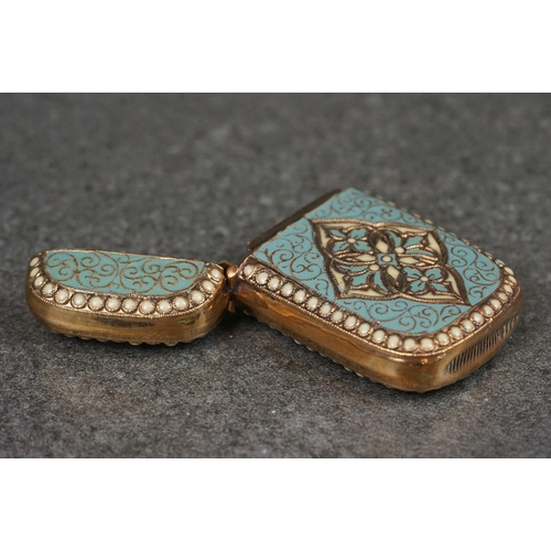 181 - Brass and cloisonne enamel vesta case