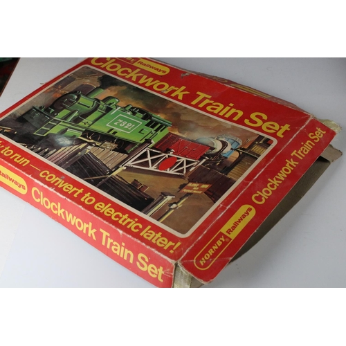 139 - Boxed Hornby OO gauge R332 High Speed Train Pack plus a boxed Hornby Clockwork Train Set with locomo... 