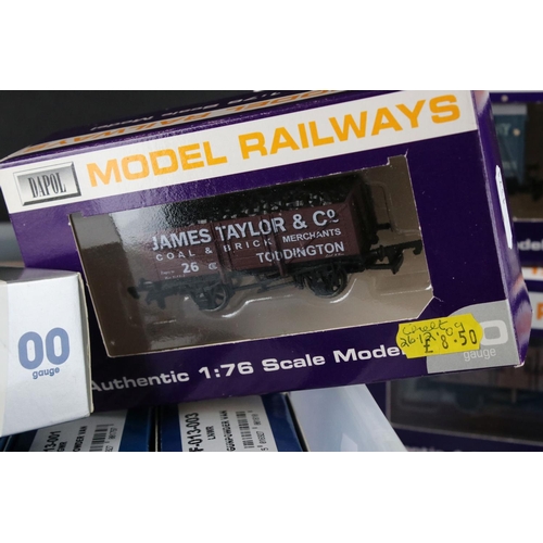 155 - 26 Boxed Dapol OO gauge items of rolling stock, mainly wagons, plus a boxed Dapol OO gauge B800 BR B... 