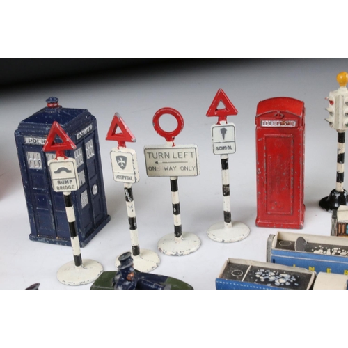 467 - Quantity of vintage card locomotive models a group of Dinky diecast road signs, accessories & Motorb... 