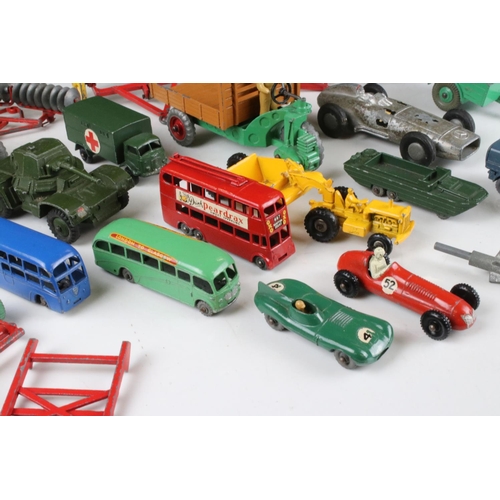 469 - Around 35 mid 20th C play worn diecast models and vehicles to include Dinky & Matchbox featuring mil... 