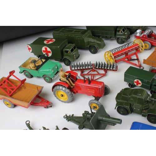 469 - Around 35 mid 20th C play worn diecast models and vehicles to include Dinky & Matchbox featuring mil... 