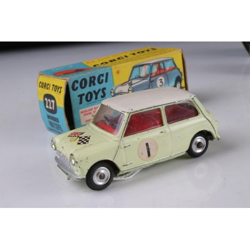 477 - Two boxed Corgi diecast models to include 227 Morris Mini Cooper competition model in pale yellow wi... 