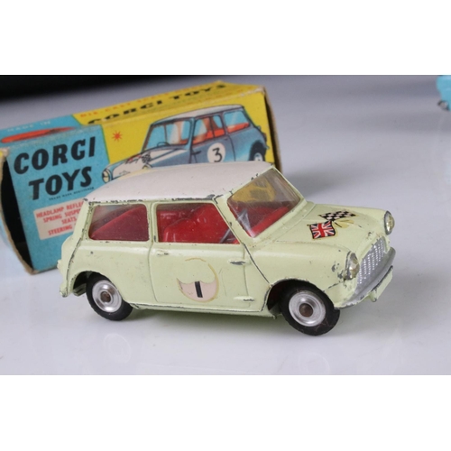 477 - Two boxed Corgi diecast models to include 227 Morris Mini Cooper competition model in pale yellow wi... 