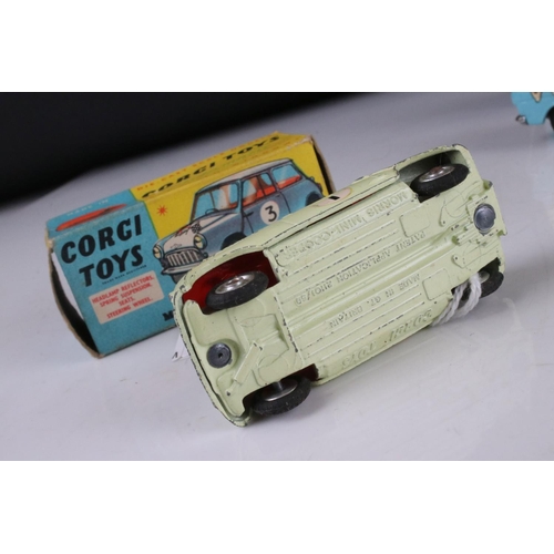 477 - Two boxed Corgi diecast models to include 227 Morris Mini Cooper competition model in pale yellow wi... 