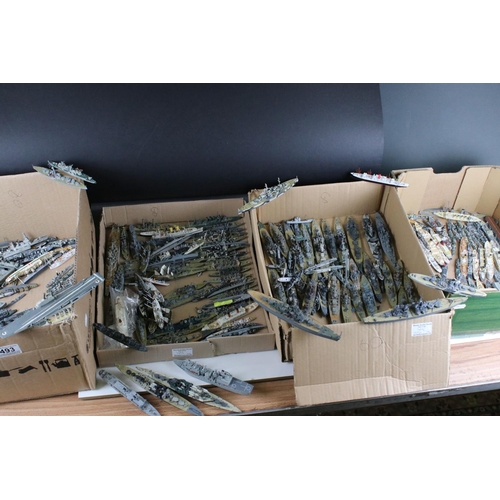 493 - Around 250 diecast and plastic model ships, to include Triang, AIK, Orion etc, condition varies