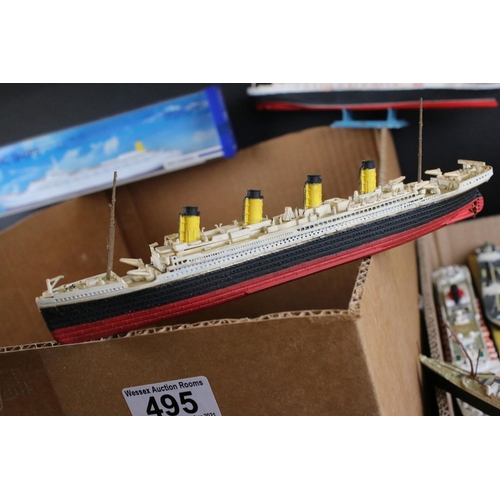 495 - Around 250 diecast and plastic model ships, to include Triang, AIK, Orion etc, condition varies