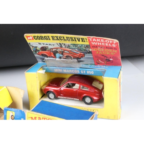 482 - Six boxed diecast models to include 2 x Corgi (341 Mini Marcos GT 850, Gift Set Land Rover with Rice... 