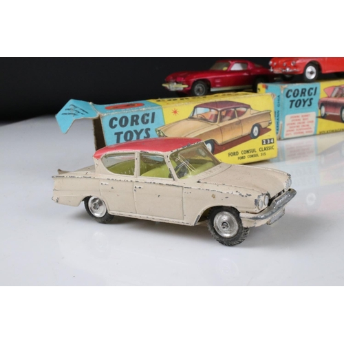 483 - Seven boxed Corgi diecast models to include 246 Chrysler Imperial, 327 MGB GT, 312 E Type Jaguar, 23... 