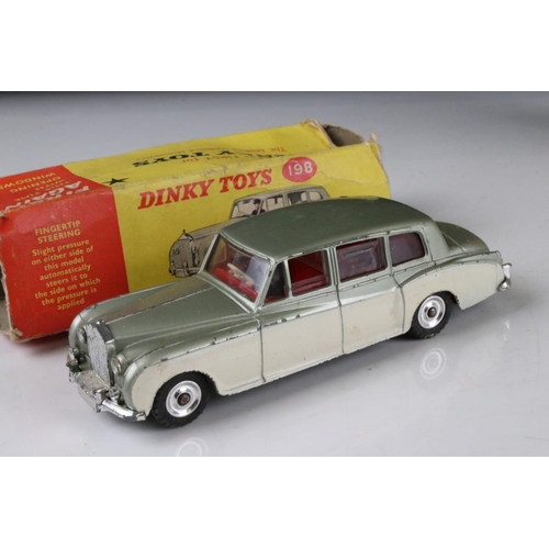 485 - Five boxed Dinky diecast models to include 142 Jaguar Mark X, 274 AA Mini Van, 198 Rolls Royce Phant... 