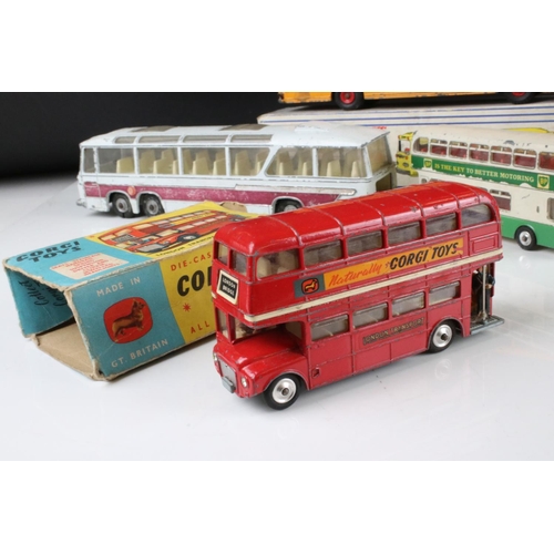 486 - Boxed Dinky Supertoys 949 Wayne School Bus diecast model, 2 x boxed Corgi 468 London Transport Route... 