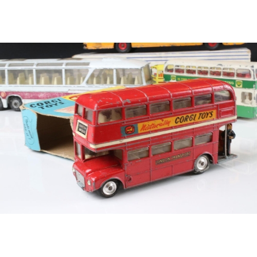 486 - Boxed Dinky Supertoys 949 Wayne School Bus diecast model, 2 x boxed Corgi 468 London Transport Route... 