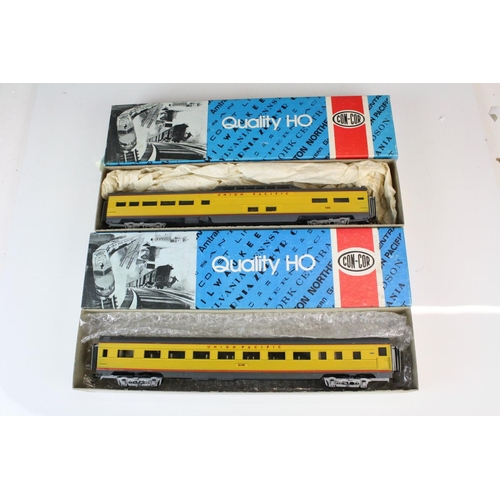 185 - Seven boxed HO gauge Union Pacific passenger cars to include 5 x Con-Cor, Rivarossi & Bethlehem Car ... 