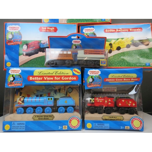 411 - 19 Boxed & carded Thomas the Tank Engines trains and trackside accessories to include Wooden Railway... 