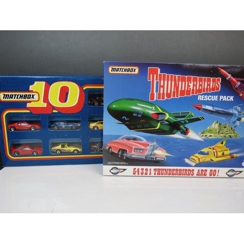 412 - Collection of diecast model vehicles to include Matchbox 10 boxed set, Matchbox Thunderbirds Rescue ... 