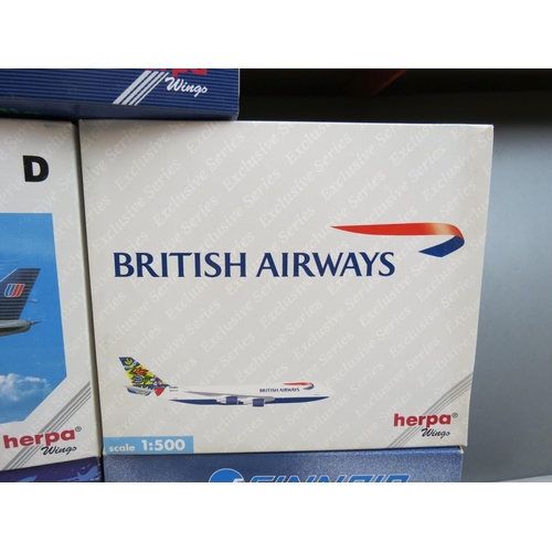 283 - Collection of six boxed 1:500 Herpa Wings diecast models to include 512220 Boeing McDonnell Douglas ... 