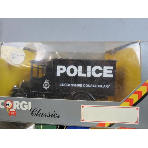 293 - Box of assorted boxed diecast Police vehicles, to include Corgi, Norev, Kidco Tough Wheels Burnin' K... 