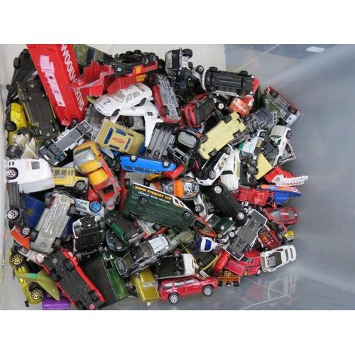 300 - Large quantity of play worn diecast & plastic models to include Corgi, Hot Wheels etc (two large box... 