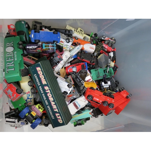 300 - Large quantity of play worn diecast & plastic models to include Corgi, Hot Wheels etc (two large box... 