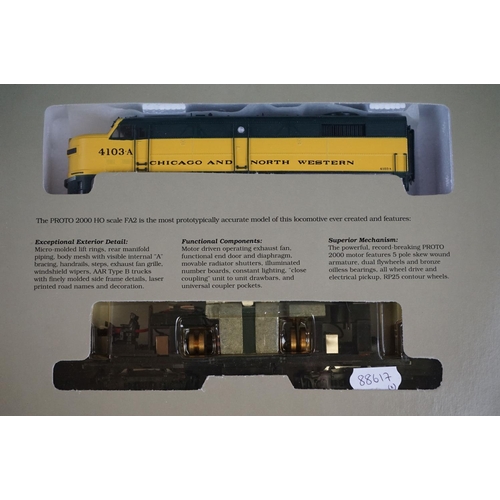 30 - Two boxed Proto Series 2000 HO gauge locomotives to include 8336 FA2 Chicago & Northwestern #4103A &... 