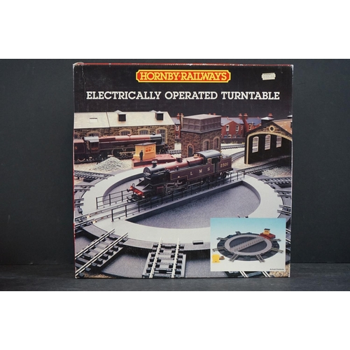 43 - 19 Boxed Hornby OO gauge model railway accessories to include R070 Electronically Operated Turntable... 