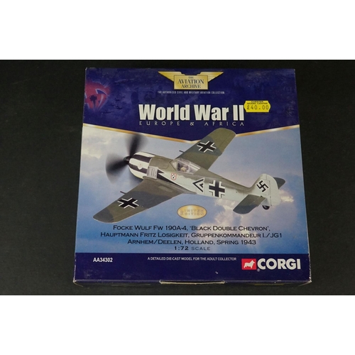 234 - Ten Boxed Corgi Aviation Archive 1/72 diecast models to include AA31904 Supermarine Spitfire MkVB - ... 