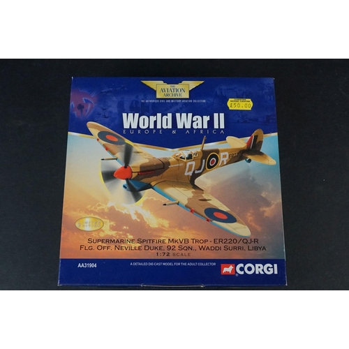 234 - Ten Boxed Corgi Aviation Archive 1/72 diecast models to include AA31904 Supermarine Spitfire MkVB - ... 