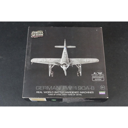 235 - Nine Boxed Unimax Forces of Valor 1/72 diecast models to include U.K Hurricane - German FW 190A-8 - ... 