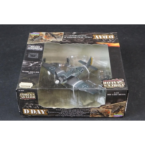 235 - Nine Boxed Unimax Forces of Valor 1/72 diecast models to include U.K Hurricane - German FW 190A-8 - ... 