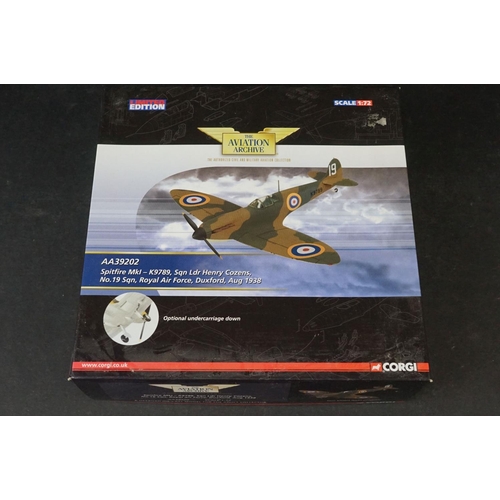 239 - Ten Boxed Corgi Aviation Archive ltd edn diecast models to include 1/72 AA38705 Spitfire F.MkXIVe (C... 