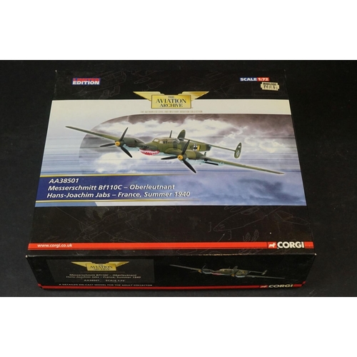 241 - Five Boxed Corgi Aviation Archive ltd edn 1/72 diecast models to include AA38505 Messerschmitt BF110... 