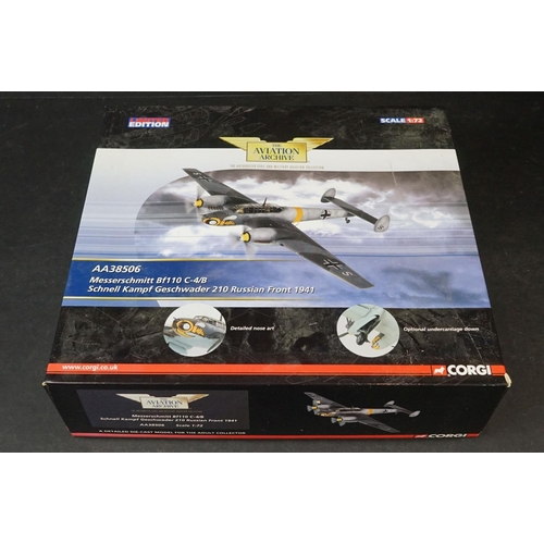 245 - Five Boxed Corgi Aviation Archive ltd edn 1/72 diecast models to include AA38506  Messerschmitt Bf11... 