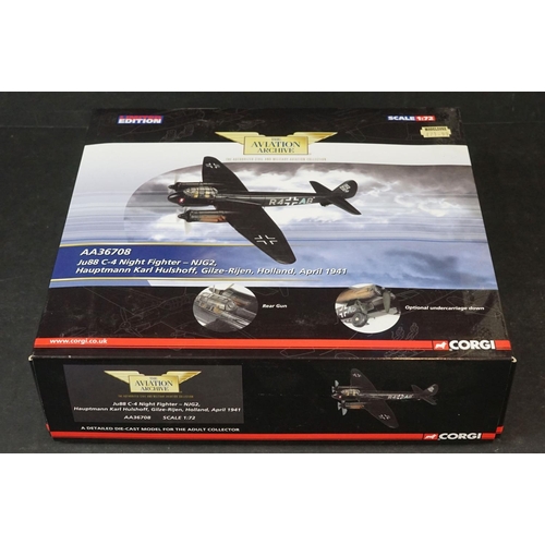 245 - Five Boxed Corgi Aviation Archive ltd edn 1/72 diecast models to include AA38506  Messerschmitt Bf11... 