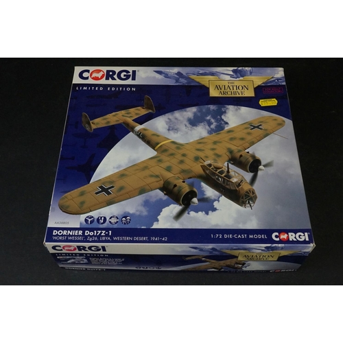 246 - Five Corgi Aviation Archive ltd edn 1-72 diecast models to include AA38507 Messerschmitt Bf1 10E-2 -... 