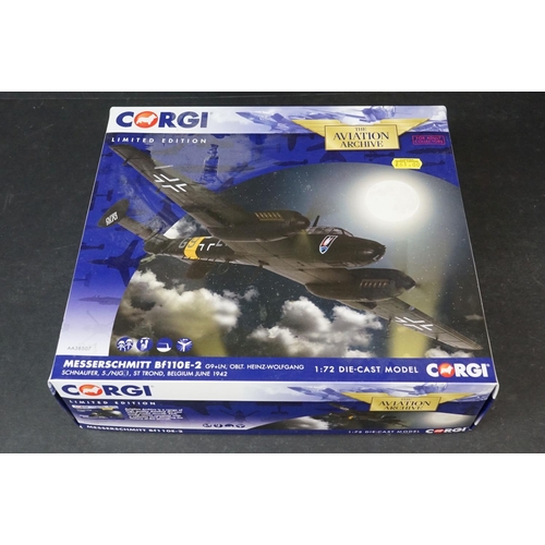 246 - Five Corgi Aviation Archive ltd edn 1-72 diecast models to include AA38507 Messerschmitt Bf1 10E-2 -... 