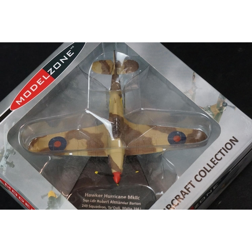 249 - Seven Boxed Oxford Diecast ModelZone 1/72 diecast models to include Hawker Typhoon IB - Douglas Daun... 