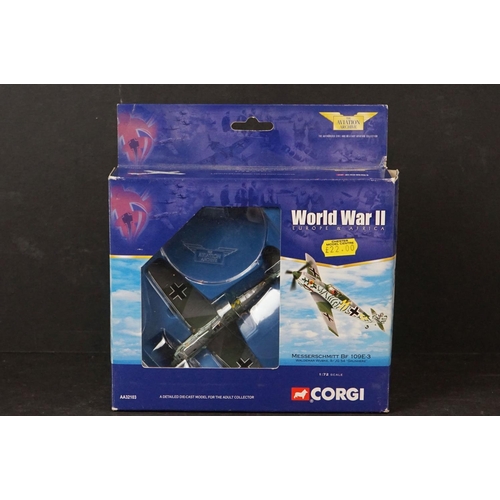 258 - Seven Boxed and Carded Corgi diecast aircraft models to include 4 x WWII Legends, AA33105 Mitsubishi... 