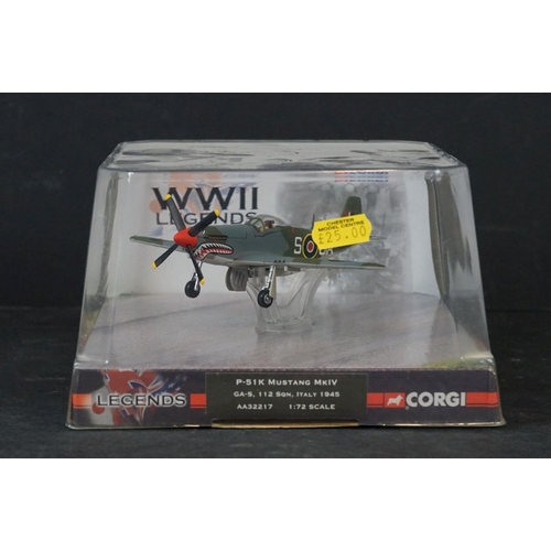 258 - Seven Boxed and Carded Corgi diecast aircraft models to include 4 x WWII Legends, AA33105 Mitsubishi... 