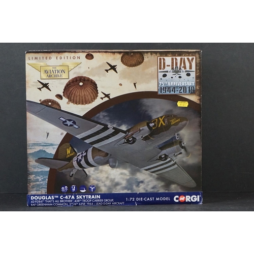 225 - Two Boxed Corgi Aviation Archive 75th D-Day ltd edn 1/72 diecast models to include AA38210 Douglas C... 