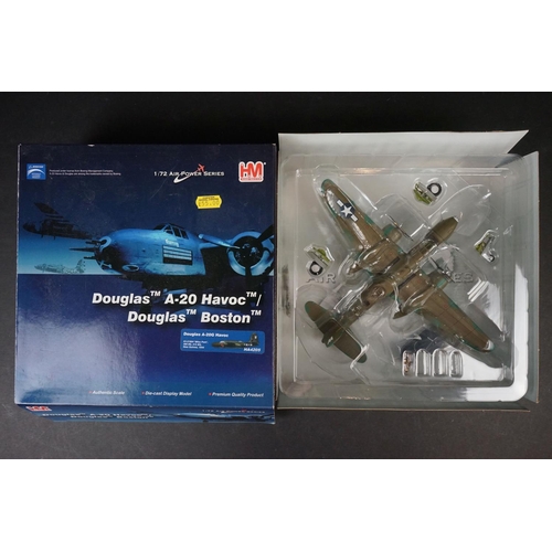 226 - Nine Boxed HobbyMaster Air Power Series 1/72 diecast models to include BF 110G-2 - Douglas A-1 Skyra... 