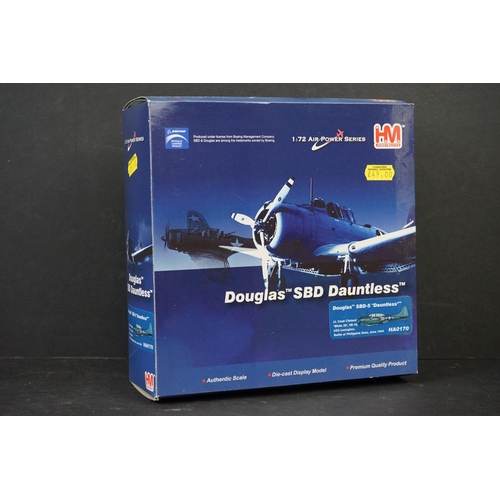 226 - Nine Boxed HobbyMaster Air Power Series 1/72 diecast models to include BF 110G-2 - Douglas A-1 Skyra... 