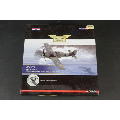 229 - Ten Boxed Corgi Aviation Archive ltd edn 1/72 diecast models to include 2 x AA39702A Hawker Hurrican... 