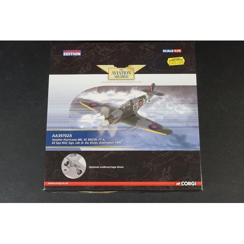 229 - Ten Boxed Corgi Aviation Archive ltd edn 1/72 diecast models to include 2 x AA39702A Hawker Hurrican... 