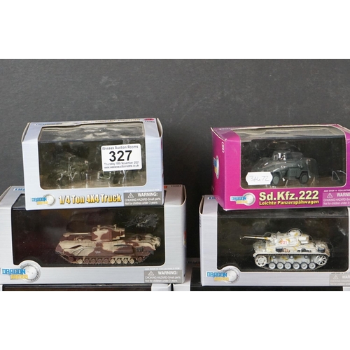 327 - 19 boxed Dragon Armor diecast military vehicles to include 60591 Churchill Mk.III, 60570 Churchill M... 